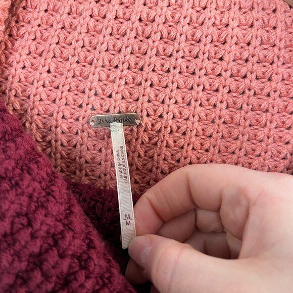 Free People Park City Waffle Knit Colorblock Oversized Sweater M - Picture 3 of 13